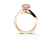 Solitaire Engagement Ring Setting for Fancy Pink Asscher Cut Center with Princess Cut Channel Band and Prong Head in Rose Gold