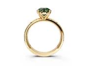 Solitaire Engagement Ring Setting for Fancy Green Round Cut Center with Scrollwork Band and Prong Head in Yellow Gold