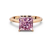 Solitaire Engagement Ring Setting for Fancy Pink Princess Cut Center with Knife Ridge Band and Claw Prong Head in Rose Gold