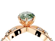 Solitaire Engagement Ring Setting for Fancy Green Marquise Center with Criss-Cross Accent Band and Prong Head in Rose Gold