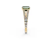 Solitaire Engagement Ring Setting for Fancy Green Asscher Cut Center with Pave Split Shank and Prong Head in Yellow Gold