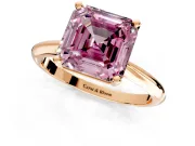Solitaire Engagement Ring Setting for Fancy Pink Asscher Cut Center with Knife Ridge Band and Claw Prong Head in Rose Gold