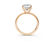 Minimalist Solitaire Engagement Ring Setting for Asscher Cut Center with Thin Band and Prong Head in Rose Gold