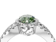 Halo Engagement Ring Setting for Fancy Green Marquise Center with Wide-Open Pave Split Shank and Prong Head in Platinum