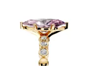Solitaire Engagement Ring Setting for Fancy Pink Marquise Center with Bezel-Dot Beaded Band and Prong Head in Yellow Gold