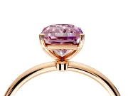 Solitaire Engagement Ring Setting for Fancy Pink Radiant Cut Center with Straight Thin Band and Prong Head in Rose Gold