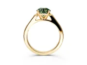 Solitaire Engagement Ring Setting for Fancy Green Round Cut Center with Channel Accents and Prong Head in Yellow Gold