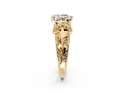 Solitaire Engagement Ring Setting for Pear-Shaped Center with Filigree Accent Basket and Prong Head in Yellow Gold