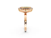 Halo Engagement Ring Setting for Fancy Yellow Radiant Cut Center with Milgrain Bezel Rim, Plain Band and Prong Head in Rose Gold