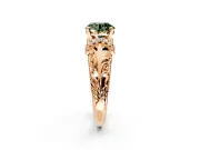Solitaire Engagement Ring Setting for Fancy Green Round Cut Center with Filigree Accent Basket and Prong Head in Rose Gold