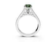 Solitaire Engagement Ring Setting for Fancy Green Cushion Cut Center with Channel Band and Double Claw Prong Head in Sterling Silver