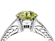 Split Shank Engagement Ring Setting for Fancy Yellow Round Cut Center with Pave Split Shank and Prong Head in White Gold