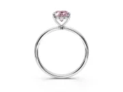 Solitaire Engagement Ring Setting for Fancy Pink Oval Center with Straight Thin Band and Prong Head in Platinum