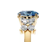 Floral Engagement Ring Setting for Fancy Blue Oval Center with Marquise Cluster Shoulders and Prong Head in Yellow Gold