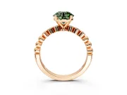 Solitaire Engagement Ring Setting for Fancy Green Round Cut Center with Bezel-Dot Beaded Band and Prong Head in Rose Gold