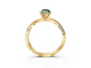 Side Accent Engagement Ring Setting for Fancy Green Marquise Center with Accent Shoulders and Prong Head in Yellow Gold