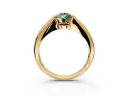 Tension Engagement Ring Setting for Fancy Green Pear-Shaped Center with Wide Tapered Band and Tension Head in Yellow Gold