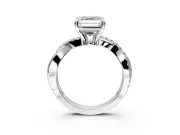 Solitaire Engagement Ring Setting for Asscher Cut Center with Half-Pave Crossover Band and Prong Head in Sterling Silver