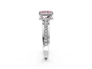 Solitaire Engagement Ring Setting for Fancy Pink Radiant Cut Center with Raised Channel Band and Prong Head in Sterling Silver