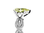 Solitaire Engagement Ring Setting for Fancy Yellow Pear-Shaped Center with Marquise Panel Band and Prong Head in Platinum