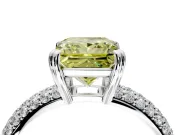 Solitaire Engagement Ring Setting for Fancy Yellow Princess Cut Center with Multi-Row Pave Accents and Basket Head in Sterling Silver