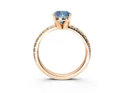 Solitaire Engagement Ring Setting for Fancy Blue Cushion Cut Center with Large Accents and Prong Head in Rose Gold