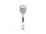Leaf Cluster Engagement Ring Setting for Asscher Cut Center with Marquise Accents and Prong Head in Sterling Silver
