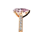 Solitaire Engagement Ring Setting for Fancy Pink Pear-Shaped Center with Channel Accents and Prong Head in Rose Gold