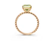 Solitaire Engagement Ring Setting for Fancy Yellow Asscher Cut Center with Plain Twisted Rope Band and Prong Head in Rose Gold