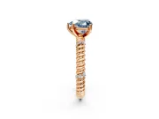 Rope Engagement Ring Setting for Fancy Blue Heart-Shaped Center with Accent Shoulders and Prong Head in Rose Gold