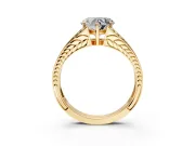 Split Shank Engagement Ring Setting for Heart-Shaped Center with Pave Split Shank and Prong Head in Yellow Gold