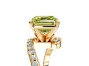 Solitaire Engagement Ring Setting for Fancy Yellow Asscher Cut Center with Pave Bypass Swirl Band and Prong Head in Yellow Gold
