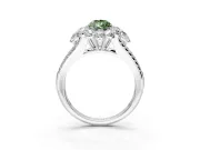 Halo Engagement Ring Setting for Fancy Green Pear-Shaped Center with Two-Strand Split Shank and Prong Head in Platinum