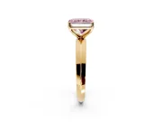 Solitaire Engagement Ring Setting for Fancy Pink Radiant Cut Center with Wide Knife Ridge Band and Prong Head in Yellow Gold