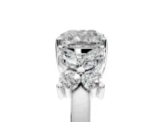 Floral Engagement Ring Setting for Cushion Cut Center with Marquise Cluster Shoulders and Prong Head in White Gold