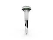 Halo Engagement Ring Setting for Fancy Green Princess Cut Center with Knife Ridge Cathedral Band and Prong Head in White Gold