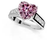 Solitaire Engagement Ring Setting for Fancy Pink Heart-Shaped Center with Cathedral Channel Band and Prong Head in White Gold