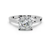 Solitaire Engagement Ring Setting for Cushion Cut Center with Tapered Shoulders and Prong Head in Sterling Silver