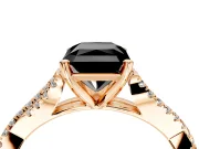 Solitaire Engagement Ring Setting for Fancy Black Radiant Cut Center with Twisted Pave Split Shank and Prong Head in Rose Gold