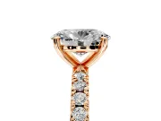 Solitaire Engagement Ring Setting for Oval Center with Fine Pave Band and Claw Prong Head in Rose Gold