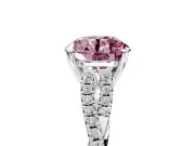 Solitaire Engagement Ring Setting for Fancy Pink Round Cut Center with Twisted Pave Split Shank and Prong Head in Sterling Silver