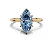 Solitaire Engagement Ring Setting for Fancy Blue Marquise Center with Knife Ridge Band and Claw Prong Head in Yellow Gold
