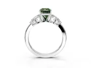 Leaf Cluster Engagement Ring Setting for Fancy Green Radiant Cut Center with Marquise Accents and Prong Head in White Gold