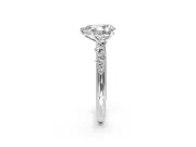 Cluster Engagement Ring Setting for Pear-Shaped Center with Round Cut Accent Band and Prong Head in Platinum