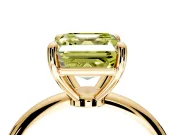 Minimalist Solitaire Engagement Ring Setting for Fancy Yellow Asscher Cut Center with Thin Band and Prong Head in Yellow Gold