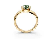 Tension Engagement Ring Setting for Fancy Green Oval Center with Wide Flat Band and Tension Head in Yellow Gold
