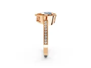 Halo Engagement Ring Setting for Fancy Blue Heart-Shaped Center with Milgrain Halo, Pave Band and Prong Head in Rose Gold