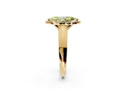 Halo Engagement Ring Setting for Fancy Yellow Marquise Center with Knife Ridge Cathedral Band and Prong Head in Yellow Gold