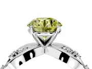Solitaire Engagement Ring Setting for Fancy Yellow Round Cut Center with Criss-Cross Accent Band and Prong Head in Platinum