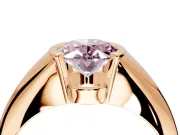 Tension Engagement Ring Setting for Fancy Pink Oval Center with Wide Tapered Band and Tension Head in Rose Gold
